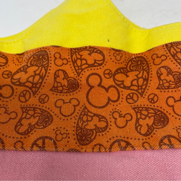 Disney Parks large cotton tote bag red pink yellow Orange snap closure Mickey - Picture 3 of 6